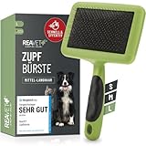 ReaVET Hundebürste, Katzenbürste, Zupfbürste für Langhaar Hunde & Katzen I Große Rassen (L) I Entfernt sanft Unterwolle, Verfilzungen & Knoten I Haustier Bürsten
