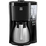 Melitta Look Therm – Filterkaffeemaschine mit Thermkanne und entnehmbarem Wassertank, für bis zu 10 Tassen Kaffee, in Schwarz