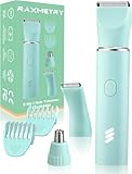 Intimrasierer für Frauen, Rasierer Damen Elektrischer, Rasierer Intimbereich, Damenrasierer Elektrisch, Trimmer Damen, Aufladbar, Wasserdicht für nass und trocken, Grün