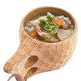 Kuksa-Becher mit Henkel – traditioneller handgefertigter Campingbecher aus Holz, Kaffeebecher aus Naturholz | 200 ml Outdoor-Trinkbecher, umweltfreundlicher nordischer Kuksa-Becher, ideal für Camping,