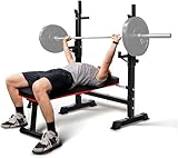 Hantelbank mit Langhantelablage-Rack-Set, verstellbar,...