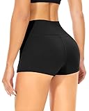 TNNZEET Radlerhose Damen Hohe Taille Shorts Bauchweg Kurze Sporthose Hotpants für Yoga Gym (Schwarz,XS)