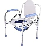 Tragbarer faltbarer Nachttischstuhl für Erwachsene, medizinischer bariatrischer Toilettenstuhl mit erhöhtem Toilettensitzerhöhung, tragbare Toilette für Camping und Reisen