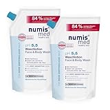 numis med Waschlotion ph 5.5 Nachfüllbeutel - 2x Hautberuhigende Körperlotion für sehr empfindliche & sensible Haut - vegane Hautpflege ohne Silikone, Parabene & Mineralöl - Lotion (2x 500 ml)