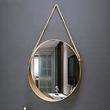 Lvpradior Gold Wandspiegel mit Kette, für Badezimmer Dusche, zum Aufhängen für Schlafzimmer & Hotels, dekorative Wand | langlebiger gerahmter Schminktisch (3L)