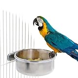 4 Stück Vogel Futternapf zum Einhängen, Edelstahl Vogelnapf, Futter Schüssel, Wasserschale, Vogelkäfig Zubehör, für Nymphensittiche, Wellensittiche, Sittiche, Käfigschalen mit Klemmhalter