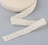 ABSOFINE 15M Vintage Spitzenband Borte Beige aus Baumwolle Dekoband Zierband Spitzenstoff Spitzenborte für Nähen Handwerk Hochzeit Deko Scrapbooking Geschenkbox