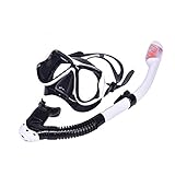 Tauchmaske, Trockenschnorchelmaske, professionelles Schnorchelset for Erwachsene und Jugendliche, 180° Antibeschlag-Panoramabrille(White)