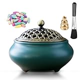 Weihrauchbrenner Räuchergefäß Räucherstäbchenhalter,Räucherstäbchen Halter Räuchergefäß Keramik Mit Deckel Räucherkegel Halter Incense Holder Mit 10 Räucherkegel Für Räucherkegel Spulen Stäbchen