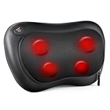 ALLJOY Massagekissen mit Wärmefunktion, Shiatsu Massagegerät für Nacken Schulter Rücken, Rückenmassagegerät mit 3D Rotierenden Massageköpfen, PU-Leder, Geschenk für Männer, Frauen