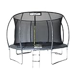 KETTLER Outdoor Trampolin Jump 365 I Gartentrampolin mit Sicherheitsnetz I Wetterfestes Familien-Trampolin mit Schutzrandabdeckung und Leiter I Durchmesser 365cm (Grau)