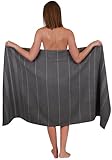 Betz XXL Badetuch - großes Strandtuch - Saunahandtuch aus 100% Baumwolle - Liegetuch - 90x180 cm - Lines (grau)