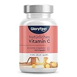 Natürliches Vitamin C - 240 vegane Kapseln im 4 Monatsvorrat - Hochdosiert aus Acerola- und Hagebutten-Extrakt 400mg reines Vitamin C - Laborgeprüft, ohne Zusätze in Deutschland hergestellt