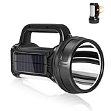 ERAY LED Taschenlampe 1500 Lumen mit Solarpanel, Handscheinwerfer 6500mAh Wiederaufladbar, 6 Modi, IPX4 Wasserdicht, Starke Flashlight Handlampe für Outdoor, Camping, Wandern, Angeln, Notfall