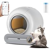 Katzentoilette Selbstreinigende Katzenklo Elektrische 68L, Automatisch Selbstreinigende Katzentoilette mit Müllsäcken, Niedriger Einstieg/APP Steuerung/Desodorierer/Health Monitor