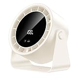 Schreibtischventilator, 3600 mAh, kleiner Ventilator, tragbar, wiederaufladbar, USB, mit 100 Geschwindigkeitsstufen, 105 ° verstellbar, LED-Display, sehr leistungsstark, Tischventilator, leise, für