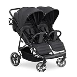 hauck Geschwisterwagen Uptown Duo Zwillingsbuggy für Kinder ab Geburt bis je 15 kg (ca. 3 Jahre) mit Liegefunktion, Getränkehalter, UPF 50+, 2 Körbe bis je 3 kg, Zusammenklappbar (Melange Black)