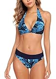 Aidotop Damen Bikini Set Triangel Badeanzug Strand Ties Zweiteiliger Bademode Bikinihose（Leaf,M）