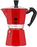 Bialetti - Moka Color: Ikonische Espressomaschine für die Herdplatte, macht echten Italienischen Kaffee, Moka-Kanne 3 Tassen (130 ml), Aluminium, Rot