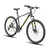 Hiland Aluminium Mountainbike 21 Gänge, 27,5 Zoll MTB Scheibenbremsen Lock-Out Federgabel, Fahrrad für Männer Mountainbike Damen Fahrrad, Schwarz