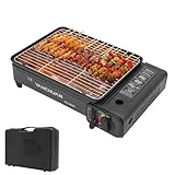 Charocean Tragbarer Camping Gasgrill Klein mit 2 Grillnetz, Kartuschen Gasgrill Tischgrill Gas, Mini Gaskocher mit Grillplatte, Gaskartuschen Camping Grill Gas Klein Grill Camper für Reisen, Trekking