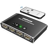 HDMI Switch HDMI Splitter, Automatisch 4K Aluminium HDMI Switch 3 in 1 Out UHD HDMI Verteiler mit Fernbedienung, HDMI Umschalter Unterstützt 4K 3D HDR für Fire TV Stick UHD TV PS4 Xbox DVD Blu-Ray