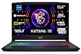 MSI Katana 15 Gaming Laptop, 15,6' Full HD 144Hz, Intel Core i7-13620H, NVIDIA GeForce RTX 4070, 16GB DDR5, 512GB SSD, Windows 11 Home, QWERTZ Tastatur, B13VGK-1860, Schwarz