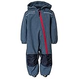 Outburst - Baby Kinder Softshell-Overall Schneeanzug gefüttert wasserdicht 10.000 mm Wassersäule atmungsaktiv Winddicht, blau Mel. - 3714254, Größe 104