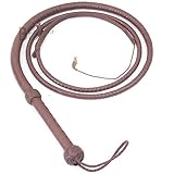 Echte Rindsleder Leder Bullwhip, 08 Fuß lang und 08 Stränge flechten Indiana Jones Stil Bullenpeitsche, dunkelbraun