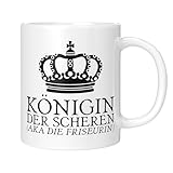 CupHaven® Friseur Tasse Königin der Scheren Friseurin Friseursalon Geschäftseröffnung Abschiedsgeschenk Kaffeetasse Kaffeebecher Becher Geschenk Geschenkidee