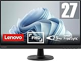 Lenovo D27-45 | 27' Full HD Monitor | 1920x1080 | 75Hz | 250 nits | 4ms Reaktionszeit | HDMI | VGA | AMD FreeSync | schwarz