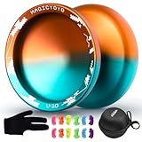 MAGICYOYO Professionelles Jojo V10 - Pro Finger Spin Tricks Yoyo, Unresponsive Jojo für fortgeschrittene Spieler, Metall Yoyo Stunt Yo Yo Professional Yo-Yo mit 12 Yoyo Schnüren + Jo-Jo Lager-Set