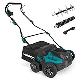 VONROC Vertikutierer Elektro - Rasenbelüfter 1500W - Einstellbare Schnitttiefe, Klappbar, 36CM inklusive 45 Liter Fangkorb