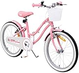 Actionbikes Motors Kinderfahrrad Starlight 20 Zoll - V-Brake Bremsen - geschlossener Kettenschutz - Schutzbleche - Korb - Fahrradständer - Kinderrad - Rosa (Starlight 20 Zoll)