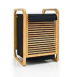 DuneDesign 50 Liter Wäschekorb Bambus mit Deckel - 40x36x57 Holz Wäschesammler mit Wäschesack - Wäschebehälter für Schmutzwäsche - Wäschetruhe Badezimmer Dreckwäsche Sammler Wäschekiste Kleiderschrank