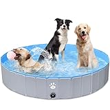 Gindoly Hundepool,Faltbare Hundepools für Kleine, Mittlere&Große,Swimmingpool Planschbecken Hundebadewanne Faltbarer für Hunde und Katzen,Abriebfest&Rutschfest-160 * 30cm