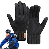 Strick-Winterhandschuhe, Touchscreen-Doppelschicht, Fahrradhandschuhe für kaltes Wetter, warme Fäustlinge zum Laufen, Wandern, Radfahren