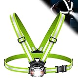 ISEYOU Lauflampe Joggen, Brustlampe Lauflicht – Alternative zur Stirnlampe, 500 Lumen, 45° neigbar, 2 Lichtfarben, USB-C wiederaufladbar, IPX4, Doppelgurt mit 360° Reflex-Details für Camping Radfahren