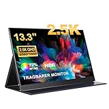 Missun Portable Monitor, 13.3 Zoll 2.5K IPS Mobiler Bildschirm Tragbarer Monitor Bildschirmgröße 16:10, QHD 2560 × 1600 IPS Mobiler HDMI USB-C für Laptop/MacBook/PC/Xbox/PS/Switch, mit Schutzhülle