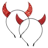 Halloween Stirnband Glitzer Teufelshörner Stirnband Kopfbedeckung Haarschmuck für Halloween Kostüm