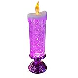 Wirbelnde flammenlose Weihnachtskerzen, bunte Weihnachtsdekoration für Weihnachten, Party, Heimdekoration