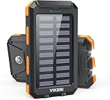 Vikeri Solar Powerbank 26800mAh, Powerbank Solar Wasserdichtes USB C Externer Akku mit 4 Outputs, Power Bank für Smartphones, Tablets und mehr (Gelb)