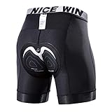 NICEWIN Radunterhose Herren mit Sitzpolster Radlerhose Unterwäsche 4D Gepolsterte Fahrradhose Kurz Atmungsaktive schnelltrocknende stoßfeste Herren Fahrrad Unterhose, XXL, Schwarz