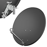 80cm Satelliten Sat Spiegel Schüssel Antenne Anlage HDTV Full Ultra HD UHD 4K (dunkelgrau)