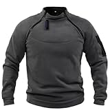 CAMDOM Taktische Fleecejacke für Herren, Militär-Hoodie, Strickmantel für Sport, Wandern, Angeln, grau, L