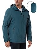 33,000ft Regenjacke Herren Wasserdicht Outdoorjacke Leichte Freizeitjacke Packbare Windjacke Fahrrad Regenmantel mit Kapuze China Blau L