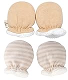 2 Paare Weich Baumwoll Baby Fäustlinge 0-12 Monate Winter Warme Handschuhe Neugeboren Säuglinge Baby Flauschige Handwärmer Anti Kratzfäustel Fausthandschuhe Warm Gloves