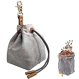 Einstellbar Tragbar Futter Tasche Beutel mit Kordelzug und Schnalle, Beutel Leckerli, Kleine Hundetraining Tasche für Haustier Training Hundefutter Klein Snack Stoffbeutel. (Grau)