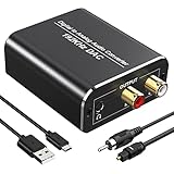 Fokky DA Wandler 192kHz DAC Konverter Digital zu Analog Audio Converter, SPDIF Koaxial Toslink zu Analog Stereo L/R RCA 3,5 mm Audio Adapter für PS3 PS4 Xbox TV DVD Blu-ray