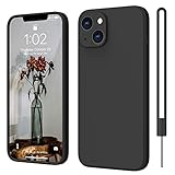 ElestBela iPhone 13 Hülle Silikon Case, Hanyhülle, Ultra Dünn Slim mit Microfiber, Kratzfeste Rundumschutz Case Schutzhülle für iPhone 13 6.1'' Matt Schwarz